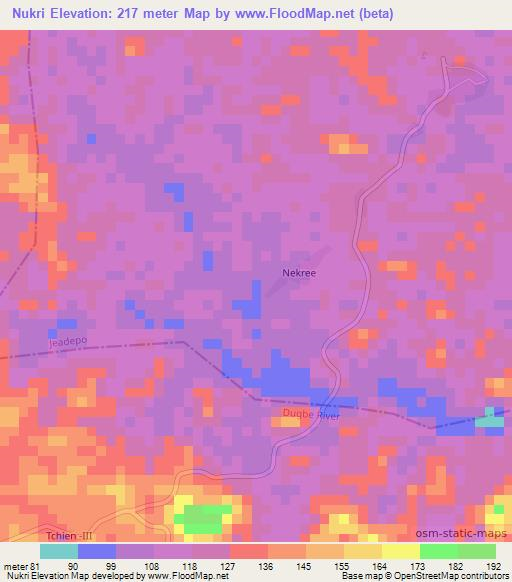 Nukri,Liberia Elevation Map