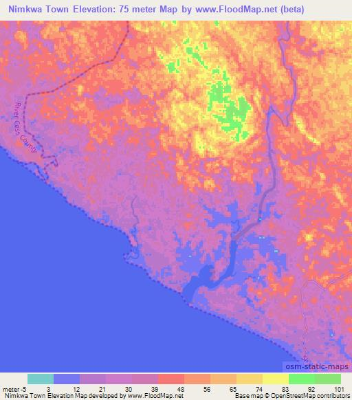 Nimkwa Town,Liberia Elevation Map