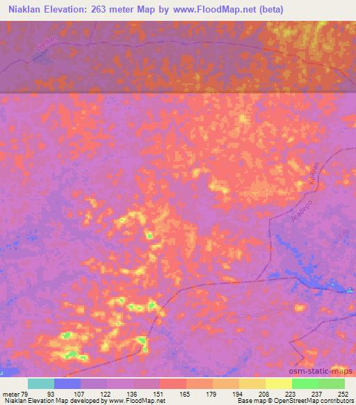 Niaklan,Liberia Elevation Map