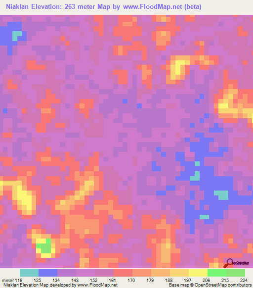 Niaklan,Liberia Elevation Map