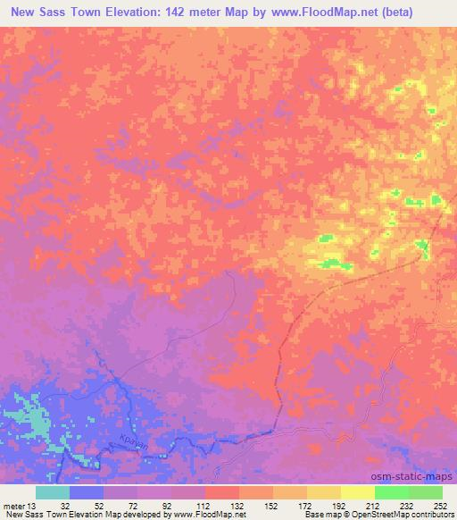 New Sass Town,Liberia Elevation Map