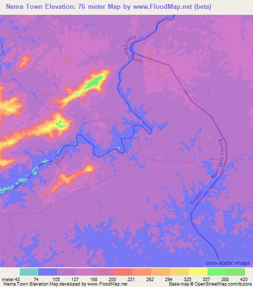 Nema Town,Liberia Elevation Map