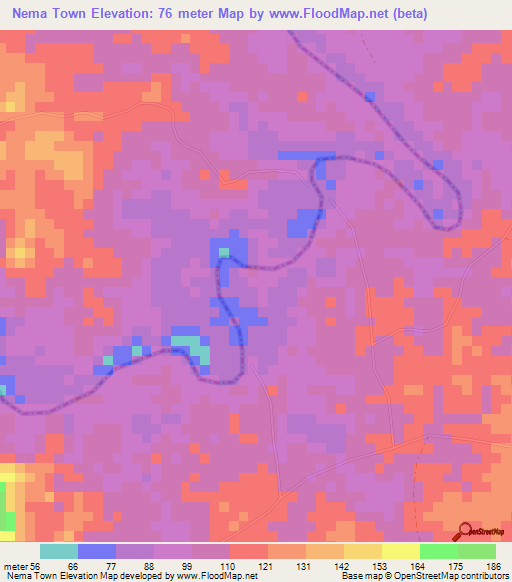 Nema Town,Liberia Elevation Map