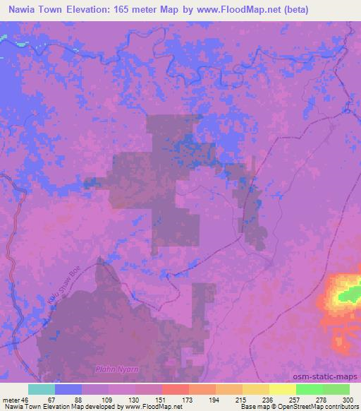 Nawia Town,Liberia Elevation Map