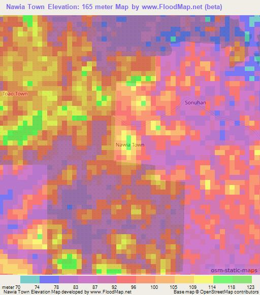 Nawia Town,Liberia Elevation Map