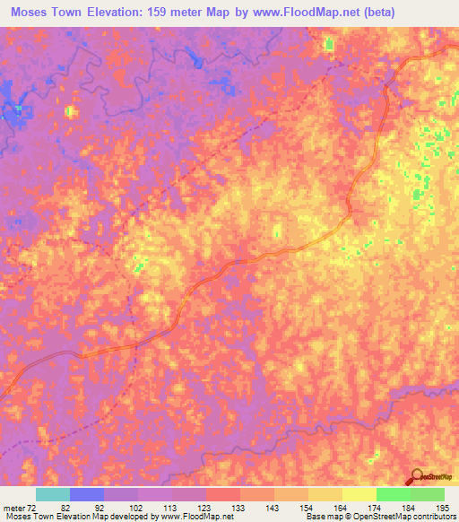 Moses Town,Liberia Elevation Map