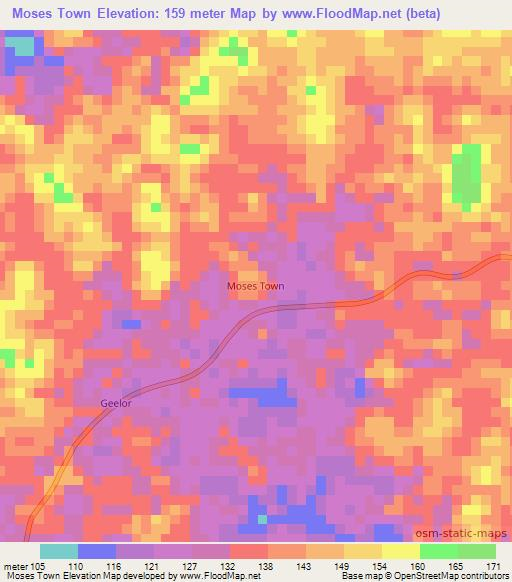 Moses Town,Liberia Elevation Map