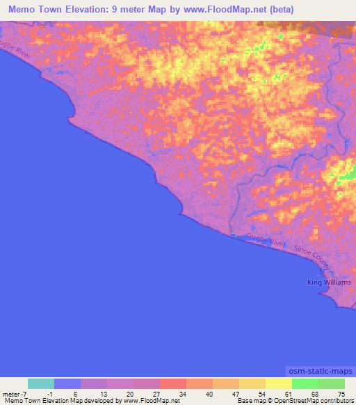 Memo Town,Liberia Elevation Map