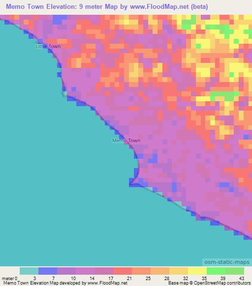 Memo Town,Liberia Elevation Map