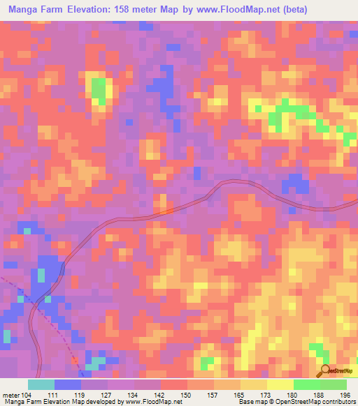 Manga Farm,Liberia Elevation Map