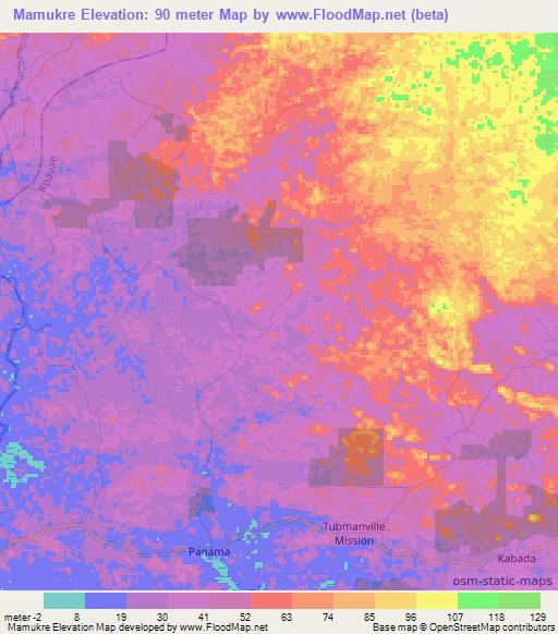 Mamukre,Liberia Elevation Map