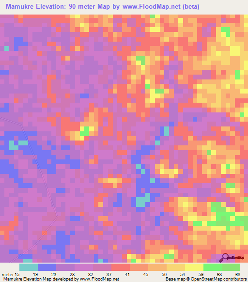 Mamukre,Liberia Elevation Map