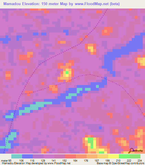 Mamadou,Liberia Elevation Map