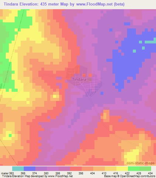 Tindara,Ivory Coast Elevation Map