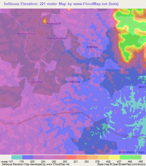 Seliboua,Ivory Coast Elevation Map