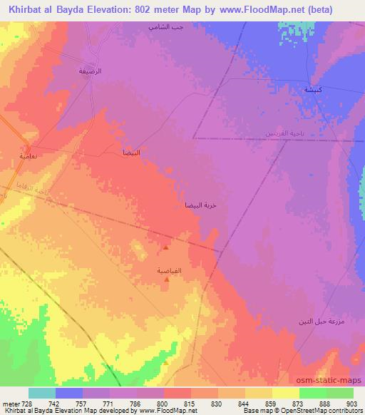 Khirbat al Bayda,Syria Elevation Map