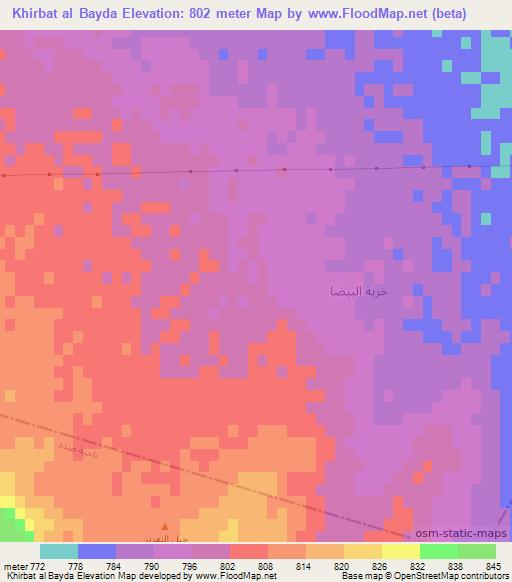 Khirbat al Bayda,Syria Elevation Map