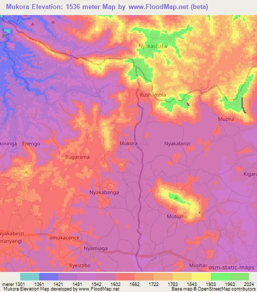 Elevation of Mukora,Uganda Elevation Map, Topography, Contour