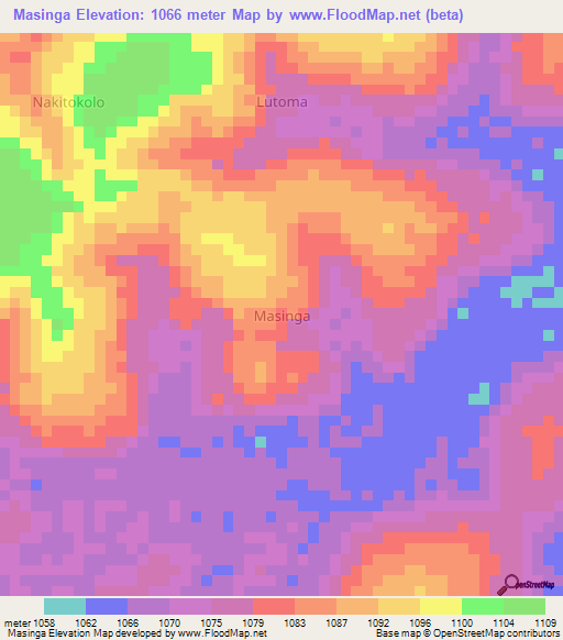 Masinga,Uganda Elevation Map