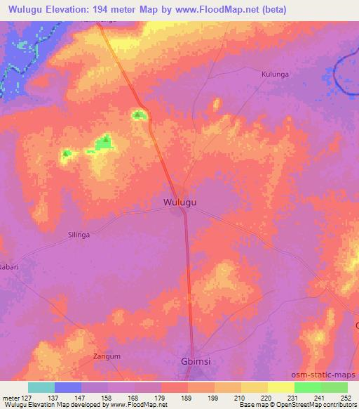 Wulugu,Ghana Elevation Map