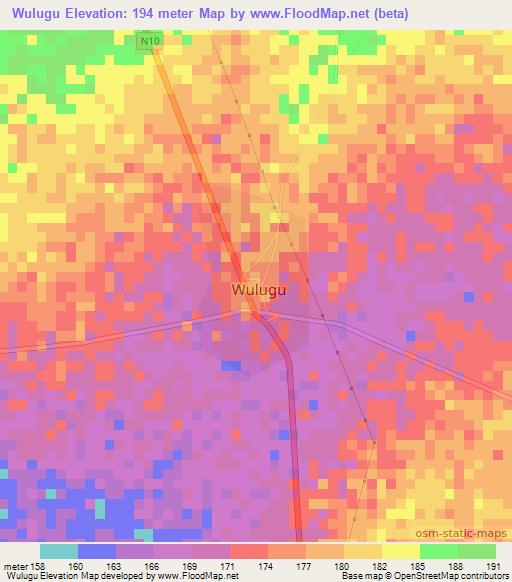 Wulugu,Ghana Elevation Map