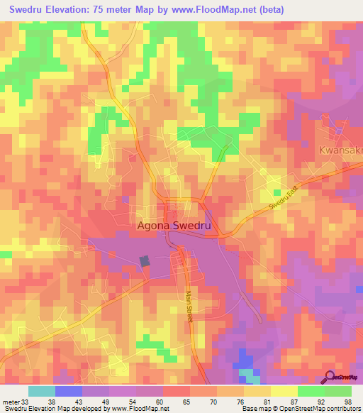 Swedru,Ghana Elevation Map