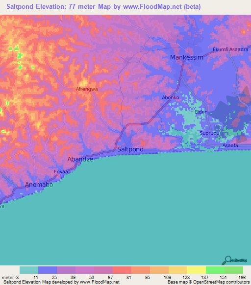 Elevation of Saltpond,Ghana Elevation Map, Topography, Contour