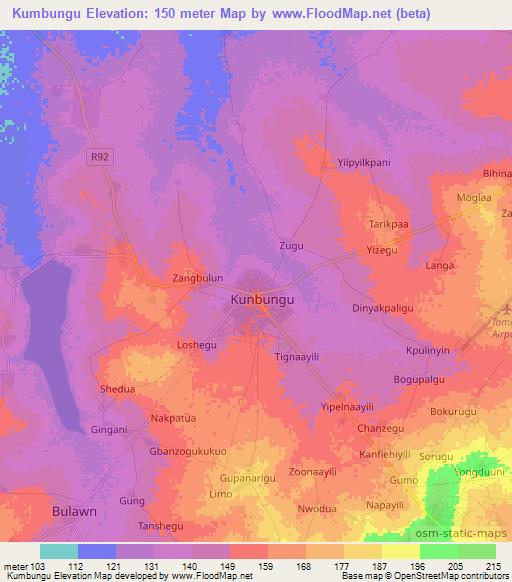 Kumbungu,Ghana Elevation Map