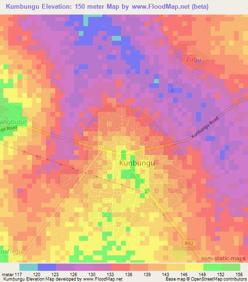 Kumbungu,Ghana Elevation Map