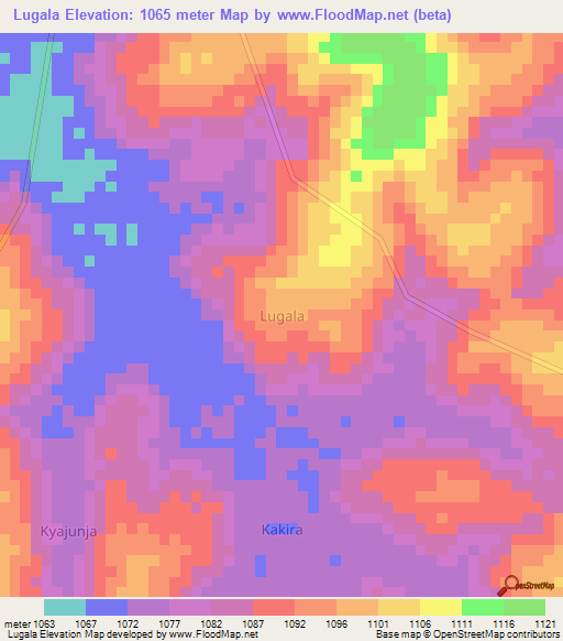 Lugala,Uganda Elevation Map