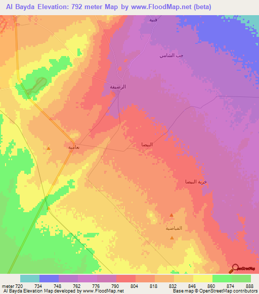 Al Bayda,Syria Elevation Map