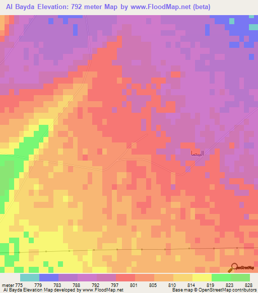 Al Bayda,Syria Elevation Map