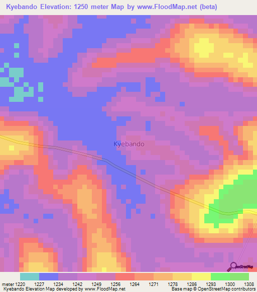 Kyebando,Uganda Elevation Map