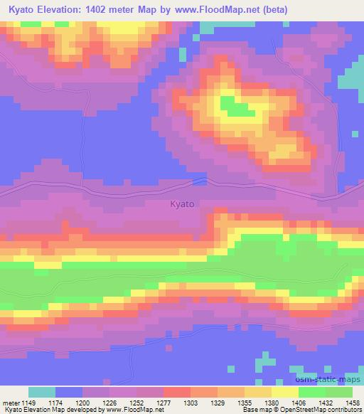 Kyato,Uganda Elevation Map