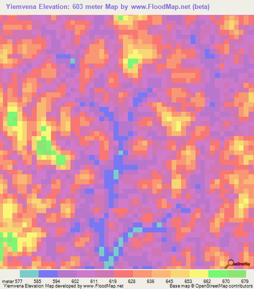 Yiemvena,Equatorial Guinea Elevation Map