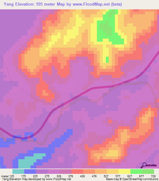 Yang,Equatorial Guinea Elevation Map