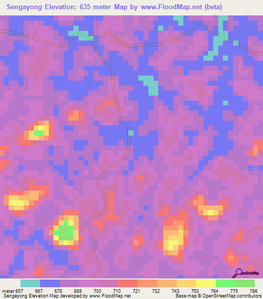 Sengayong,Equatorial Guinea Elevation Map