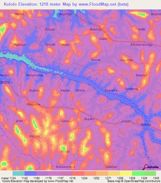 Kololo,Uganda Elevation Map