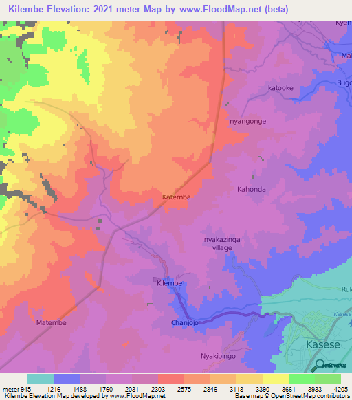 Kilembe,Uganda Elevation Map