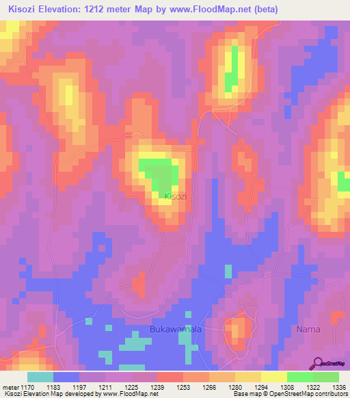 Kisozi,Uganda Elevation Map