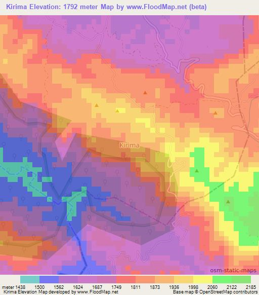 Kirima,Uganda Elevation Map