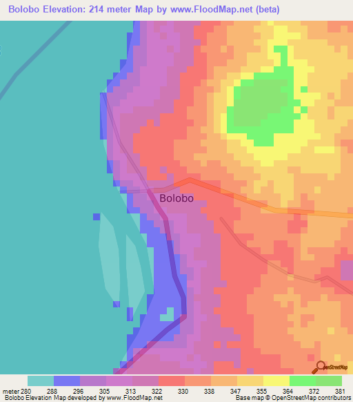 Bolobo,Congo (Kinshasa) Elevation Map