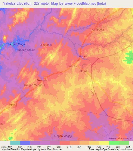 Yakuba,Nigeria Elevation Map