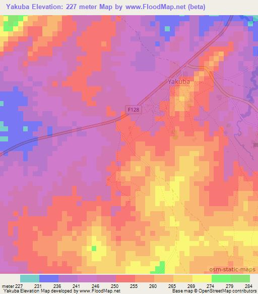 Yakuba,Nigeria Elevation Map