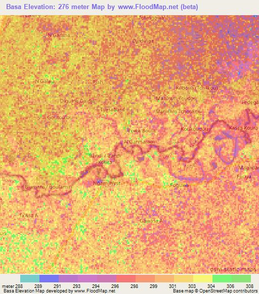 Basa,Niger Elevation Map