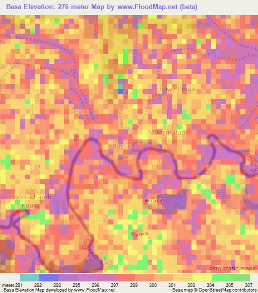 Basa,Niger Elevation Map