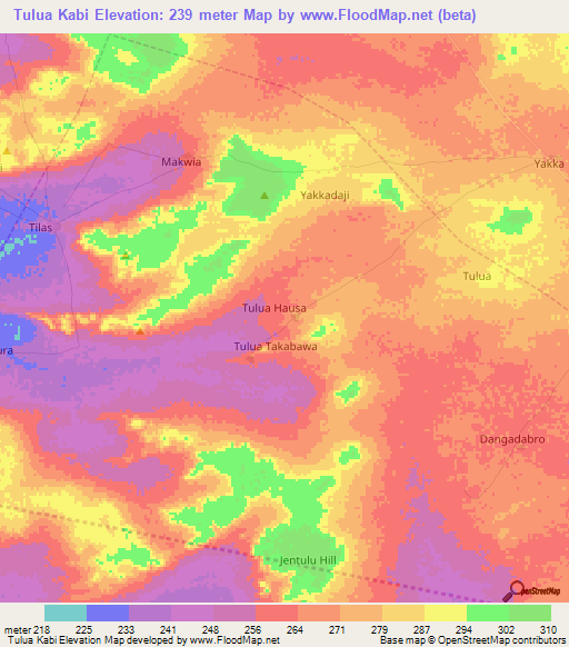 Tulua Kabi,Nigeria Elevation Map