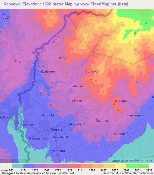 Kahegwa,Uganda Elevation Map