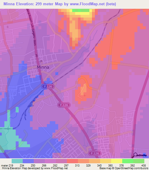 Minna,Nigeria Elevation Map