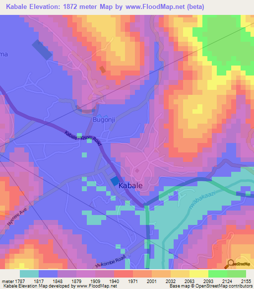 Kabale,Uganda Elevation Map